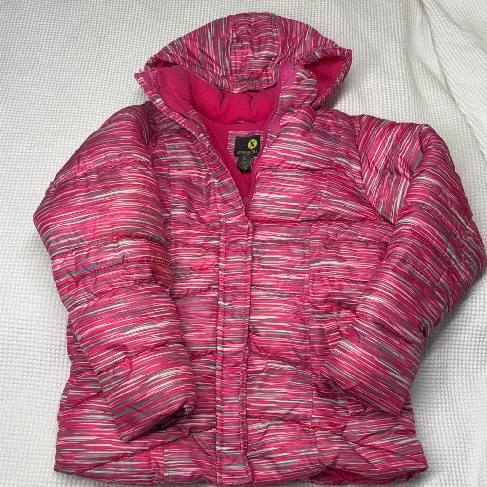 Pink Striped Kids Ski/Snow Jacket - XL (18.5+)